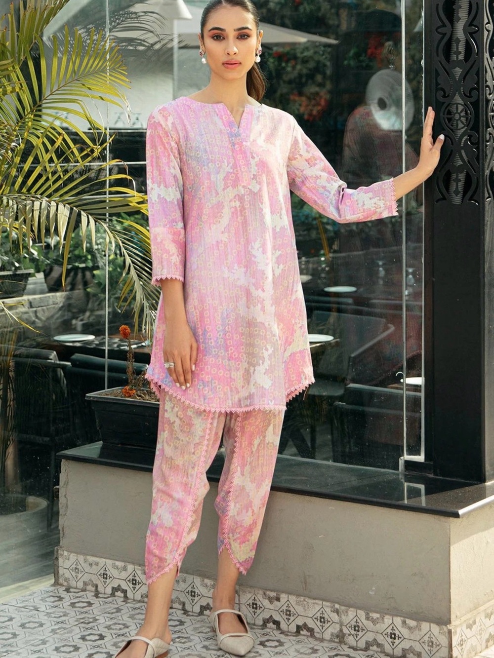 Pink Printed Midi Dress - Brand: